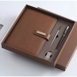Coffret cadeau de luxe : carnet, stylo et clé USB
