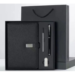 Coffret cadeau de luxe : carnet, stylo et clé USB