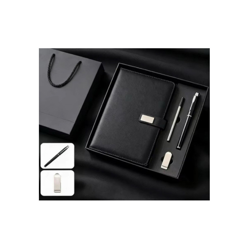 Coffret cadeau de luxe : carnet, stylo et clé USB